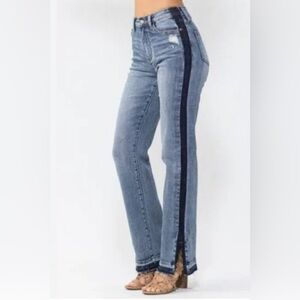 HIGH WAIST SIDE SEAM DETAIL STRAIGHT LEG Judy Blue Jeans